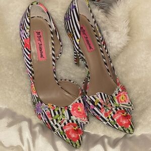Betsey Johnson Floral Stripe Women's Heels